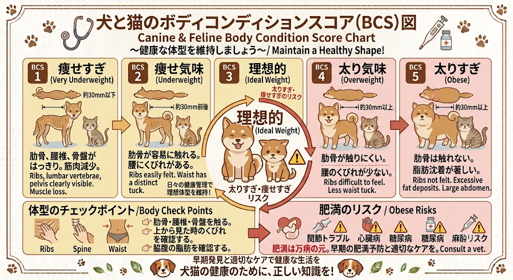 犬と猫のボディコンディションスコア