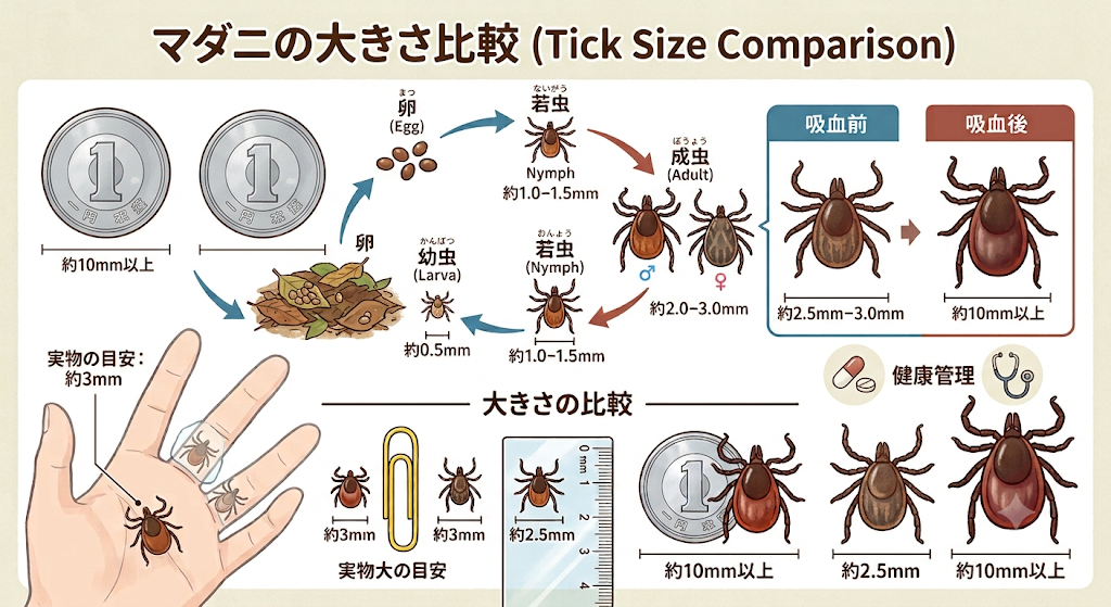 マダニの大きさ比較